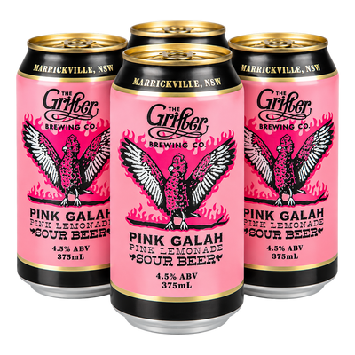 Grifter Pink Galah Pink Lemonade Sour 4.5% 375ml Can 4 Pack