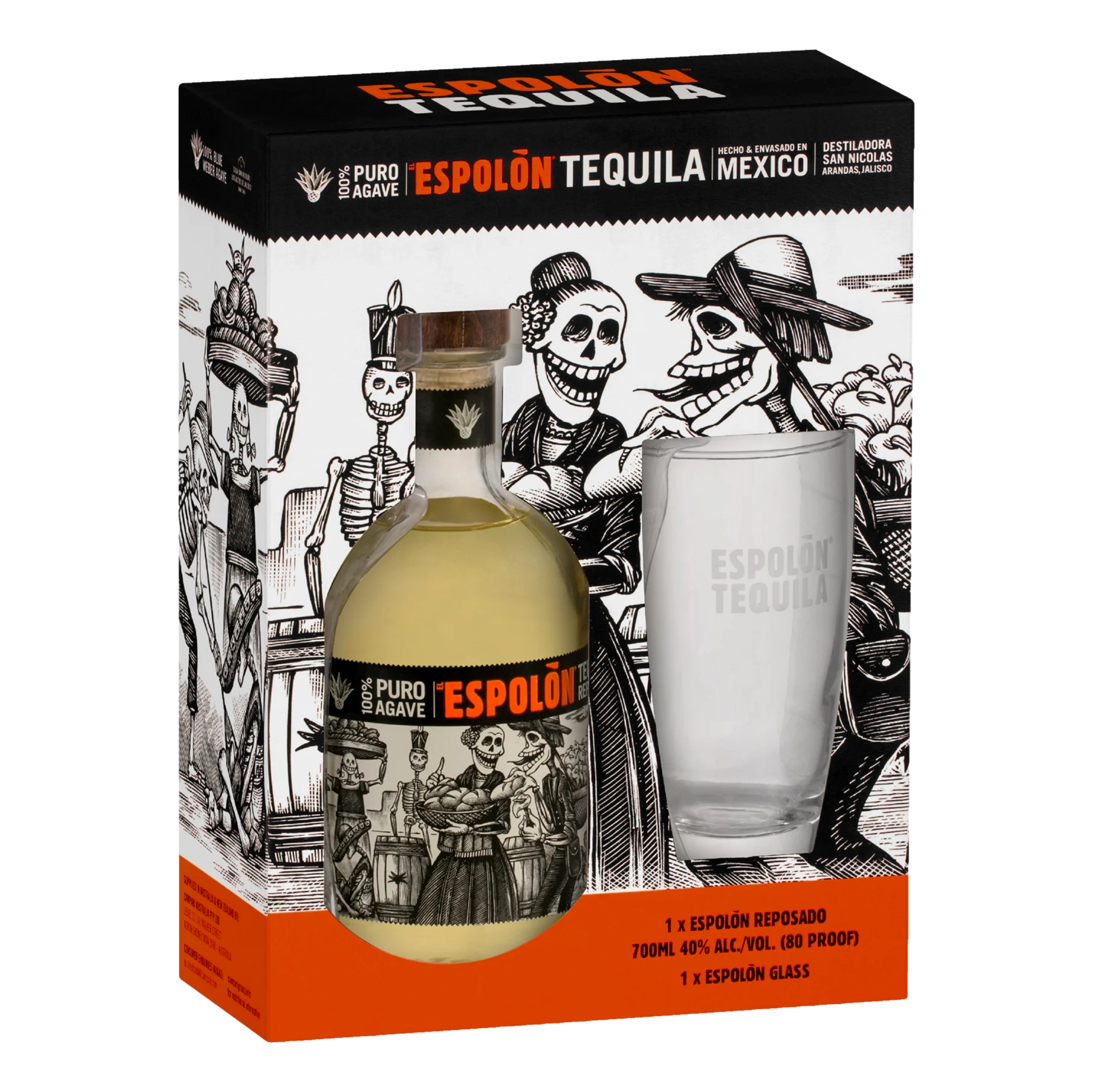 Espolon Reposado Tequila Highball Glass 700ml Gift Pack