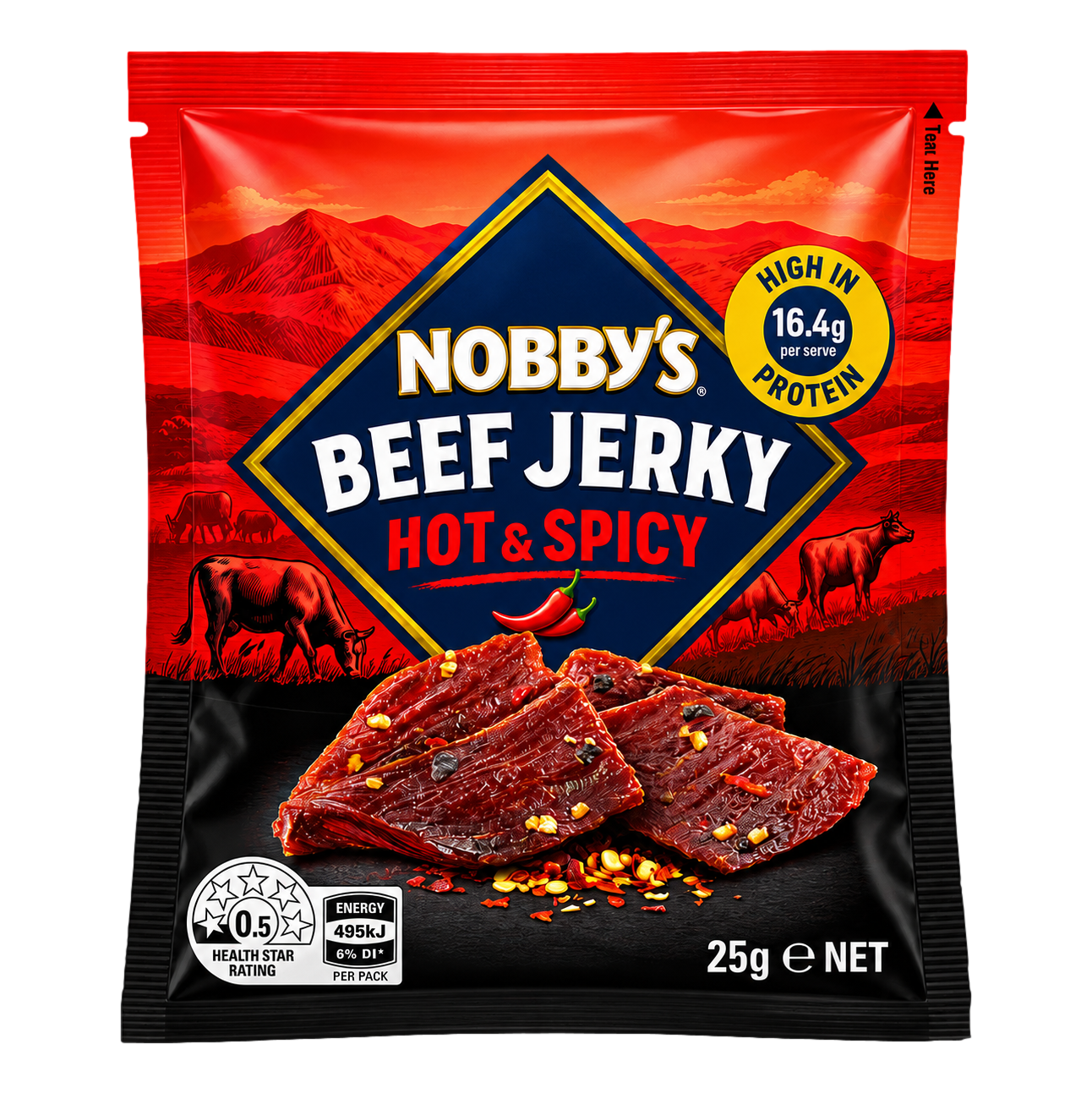 Nobby's Beef Jerky Hot & Spicy 25g