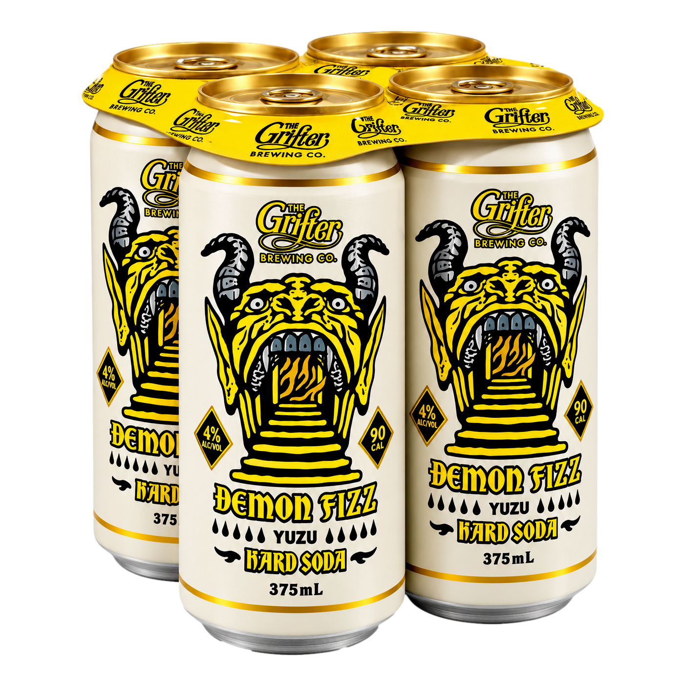 Grifter Demon Fizz Yuzu Hard Soda 375ml Can 4 Pack