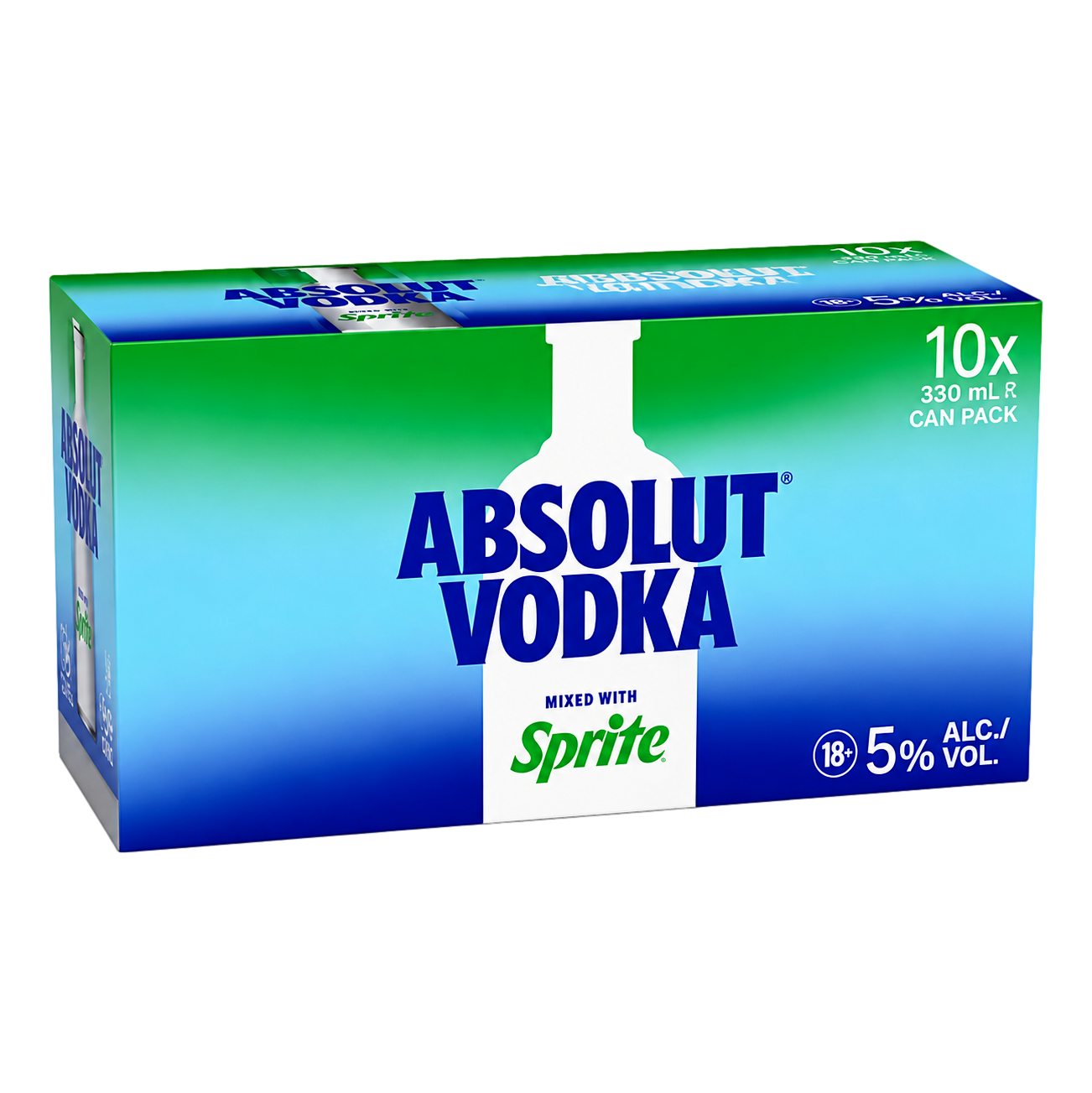 Absolut Vodka & Sprite Lemonade Premix 330ml Can 10 Pack