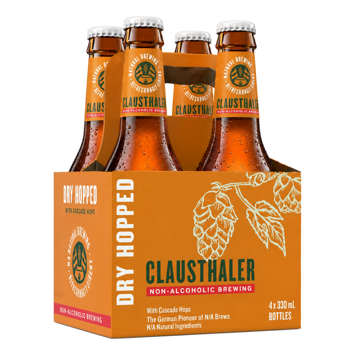 Clausthaler Unfiltered Dry Hopped Non Alcoholic Beer 330ml Bottle 4 Pack