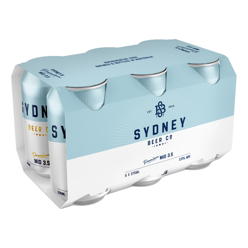 Sydney Beer Co. Mid-Strength Lager 3.5% 330ml Can 6 Pack