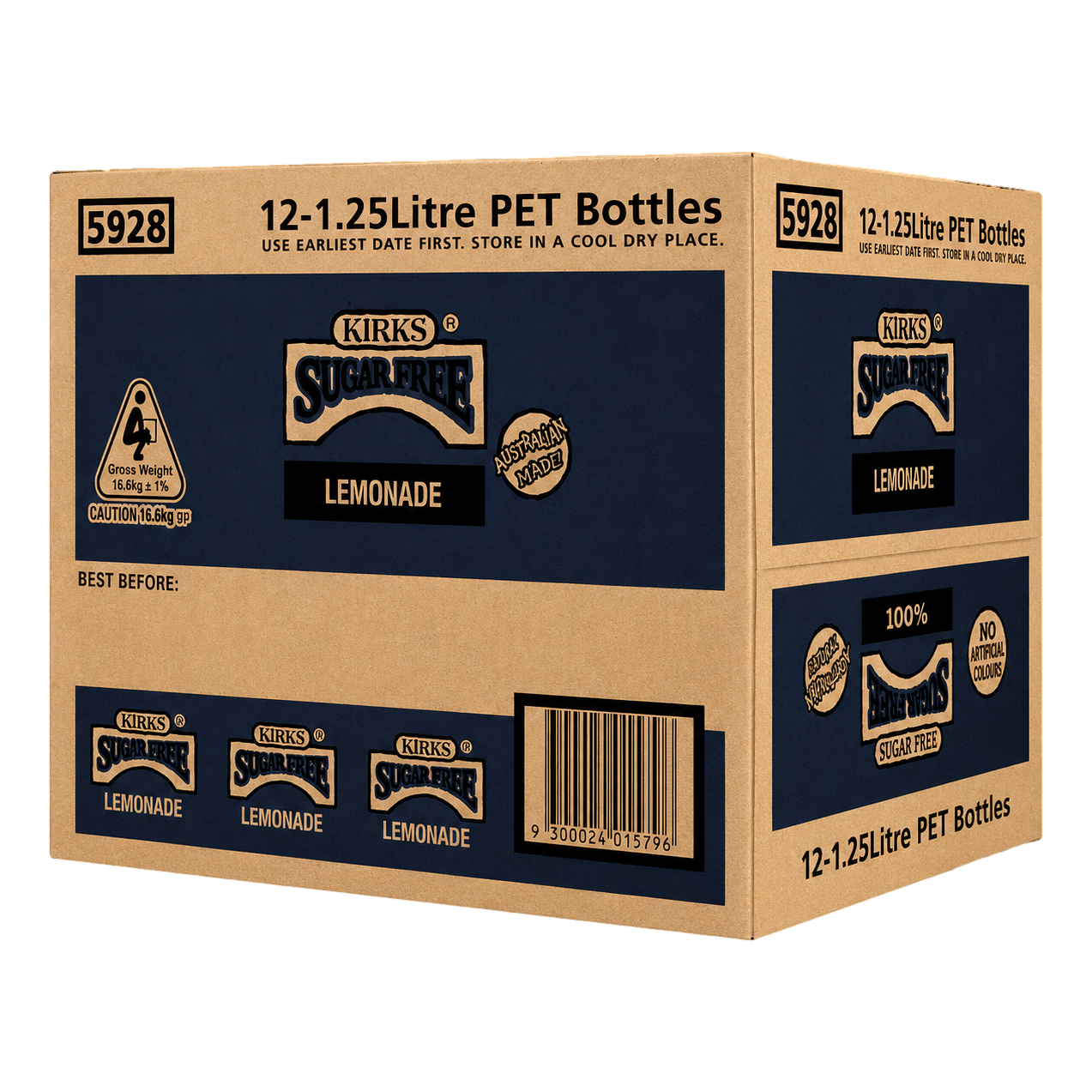 Kirks Lemonade ZERO SUGAR 1.25L Bottle Case of 12