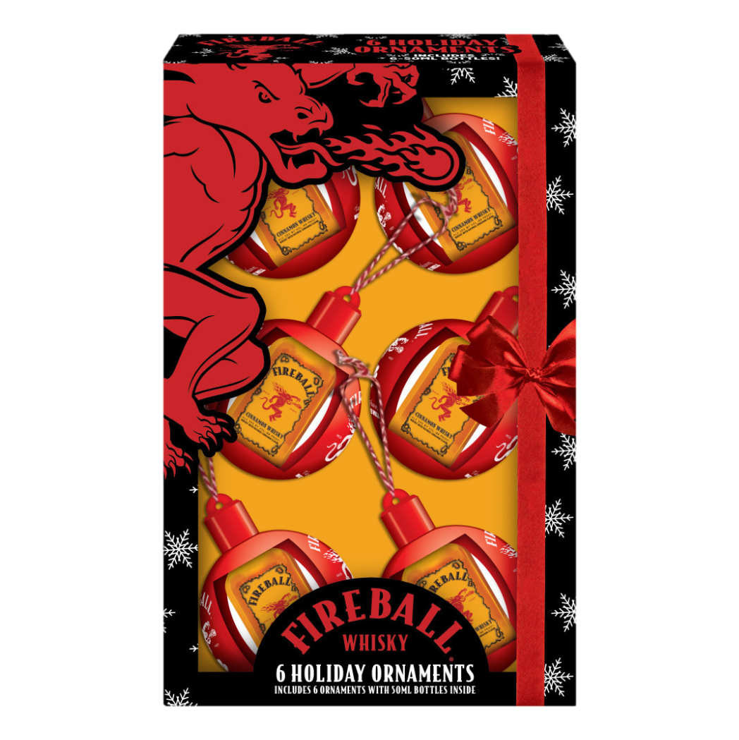 Fireball Whisky Holiday Ornaments Mini 50ml Gift 6 Pack