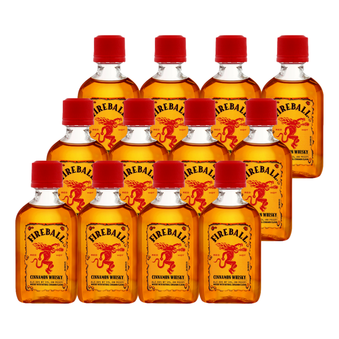 Fireball Cinnamon Whisky Liqueur Mini 50ml - 12 Pack