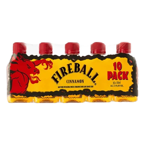 Fireball Cinnamon Whisky Liqueur Mini 50ml - 10 Pack