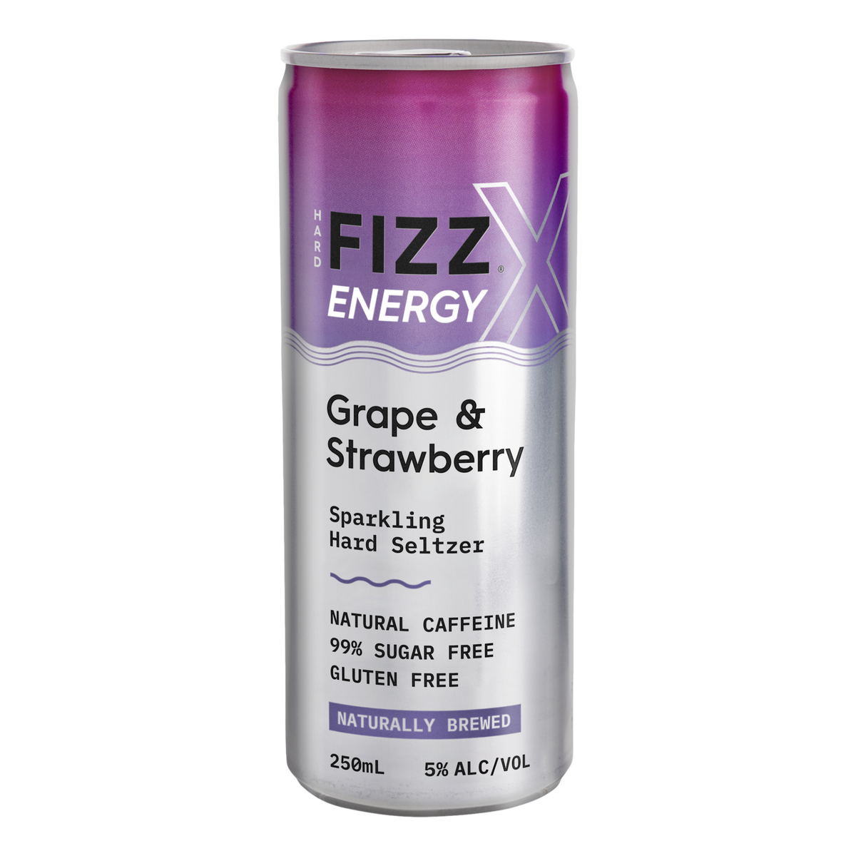 Hard Fizz X Natural Caffeine Grape & Strawberry Seltzer 250ml Can Single