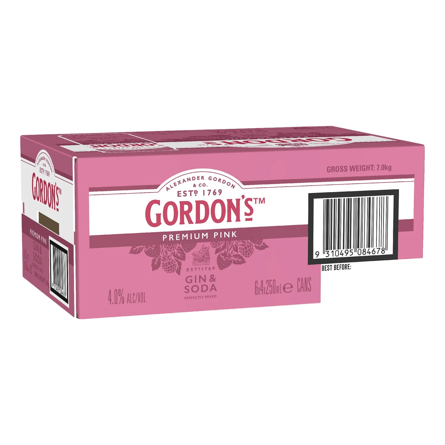 Gordon's Premium Pink Gin & Soda 250ml Can Case of 24