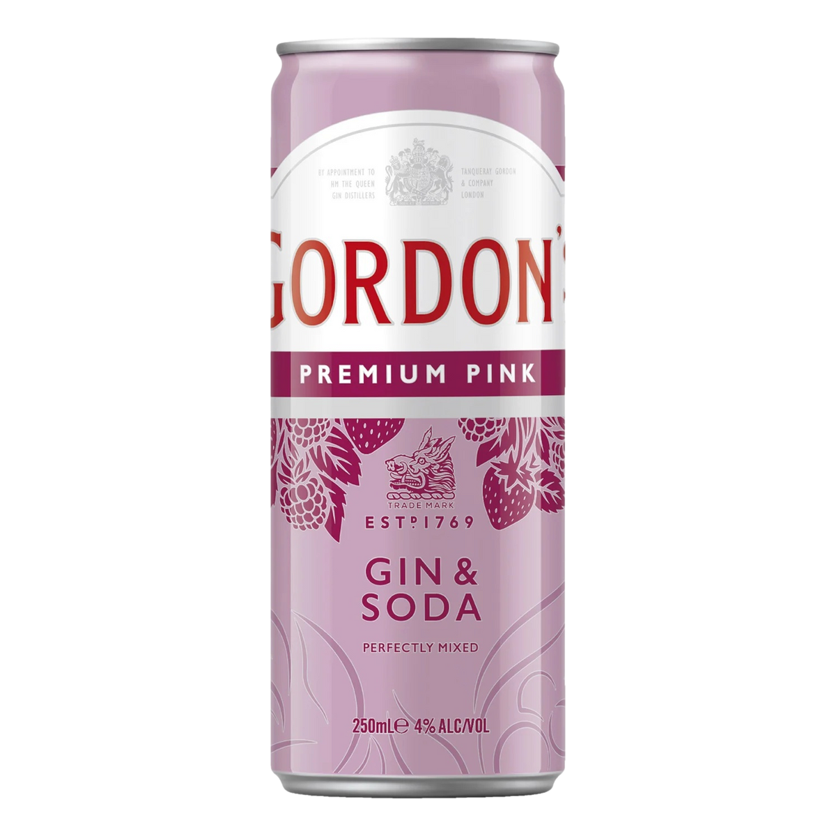 Gordon's Premium Pink Gin & Soda 250ml Can 4 Pack