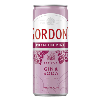 Gordon's Premium Pink Gin & Soda 250ml Can Case of 24