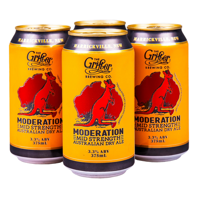 Grifter Moderation Mid Strength Australian Dry Ale 375ml Can 4 Pack