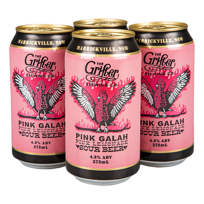 Grifter Pink Galah Pink Lemonade Sour 375ml Can 4 Pack