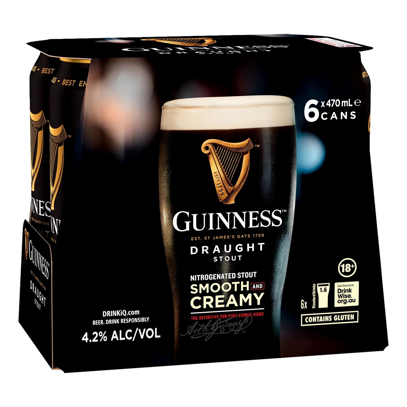 Guinness Draught Stout 470ml Can 6 Pack