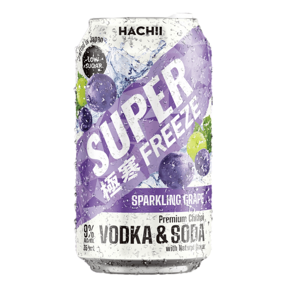 Hachii Super Freeze Sparkling Grape 9% 350ml Can 4 Pack