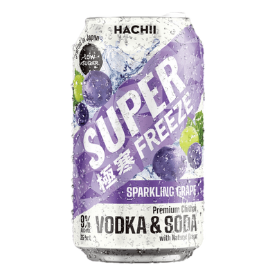 Hachii Super Freeze Sparkling Grape 9% 350ml Can 4 Pack