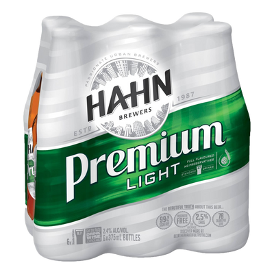 Hahn Premium Light Lager 375ml Bottle 6 Pack