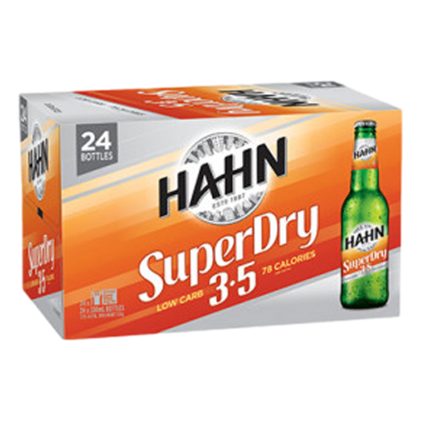 Hahn Super Dry Mid Strength 3.5% 330ml Bottle Case of 24