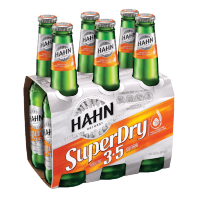 Hahn Super Dry Mid Strength 3.5% 330ml Bottle 6 Pack