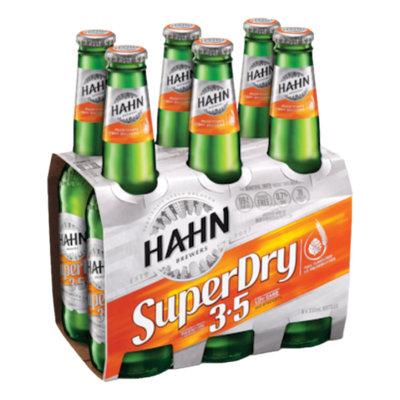 Hahn Super Dry Mid Strength 3.5% 330ml Bottle 6 Pack