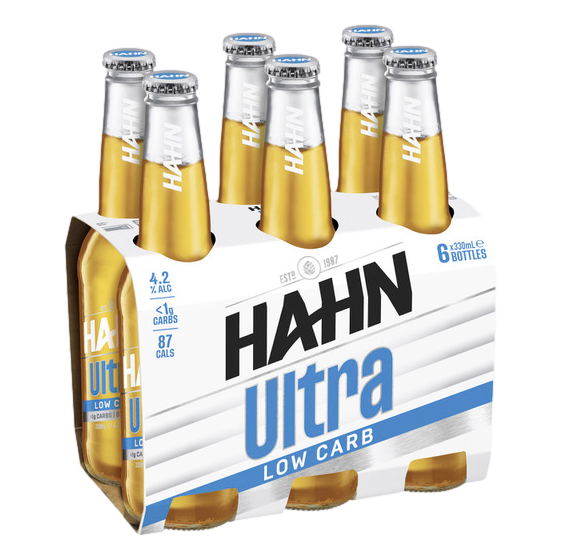 Hahn Ultra LOW CARB Lager 4.2% 330ml Bottle 6 Pack