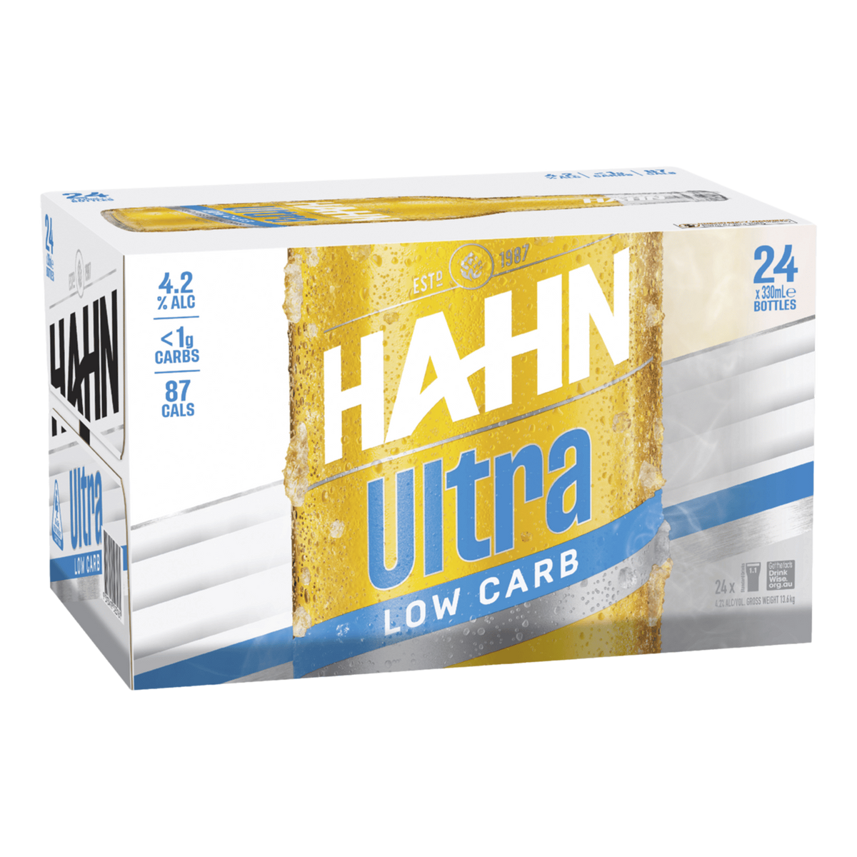 Hahn Ultra Low Carb Lager 330ml Bottle Case of 24