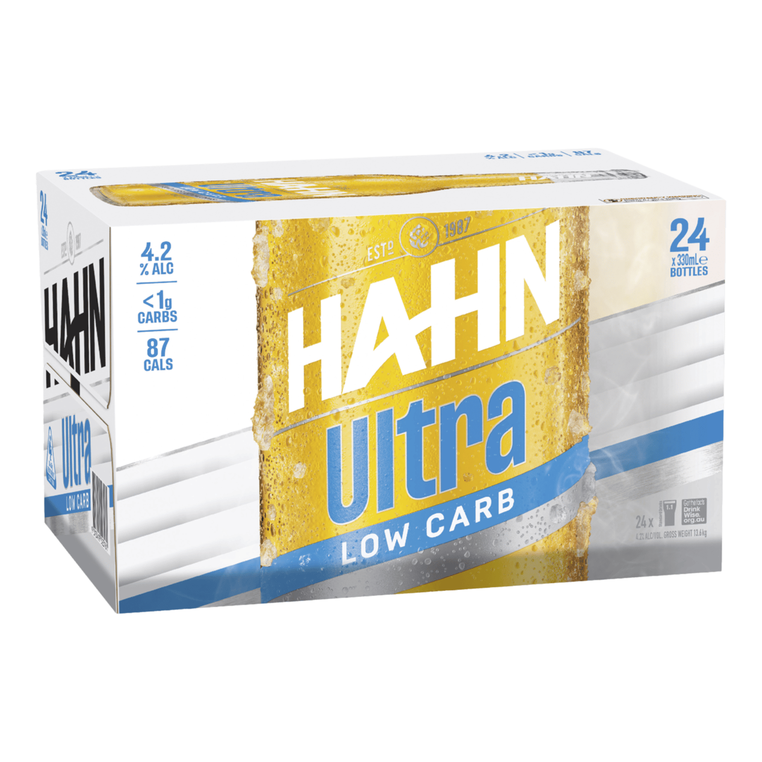 Hahn Ultra LOW CARB Lager 4.2% 330ml Bottle Case of 24