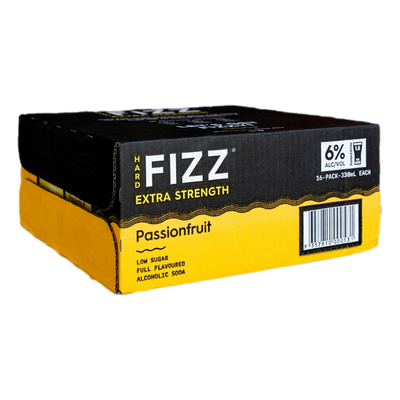 Hard Fizz EXTRA Passionfruit Alcoholic Soda 6% 330ml Can Case of 16