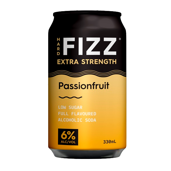 Hard Fizz EXTRA Passionfruit Alcoholic Soda 6% 330ml Can Case of 16