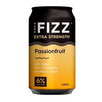 Hard Fizz EXTRA Passionfruit Alcoholic Soda 6% 330ml Can Case of 16