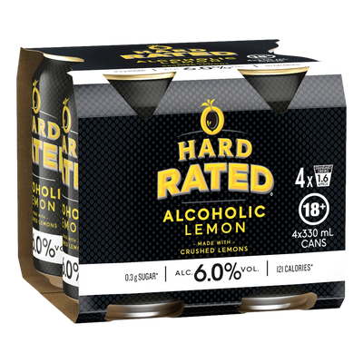 Hard Rated Alcoholic Lemon 6% 330ml Can 4 Pack