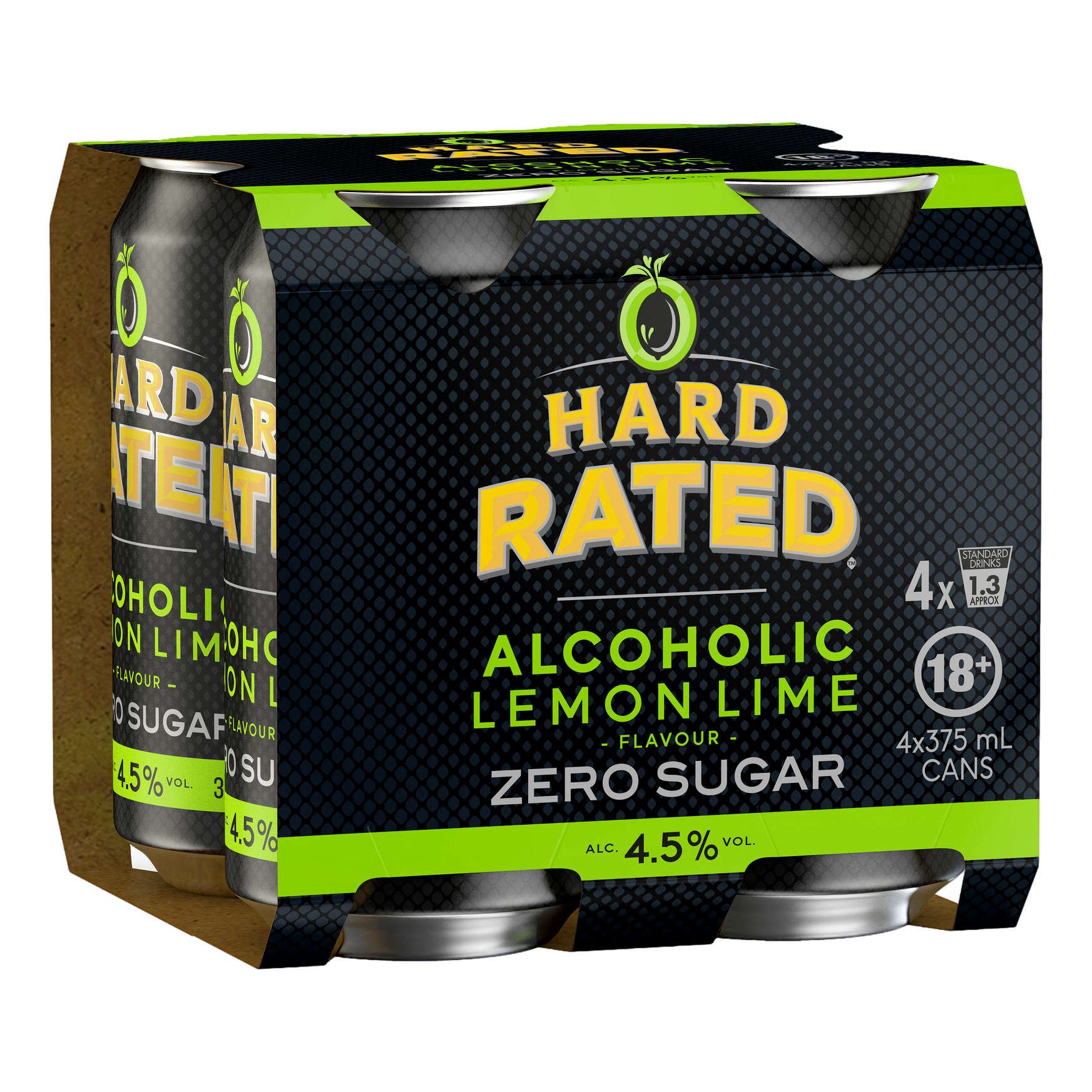 Hard Rated Zero Sugar Alcoholic Lemon Lime 375ml Can 4 Pack