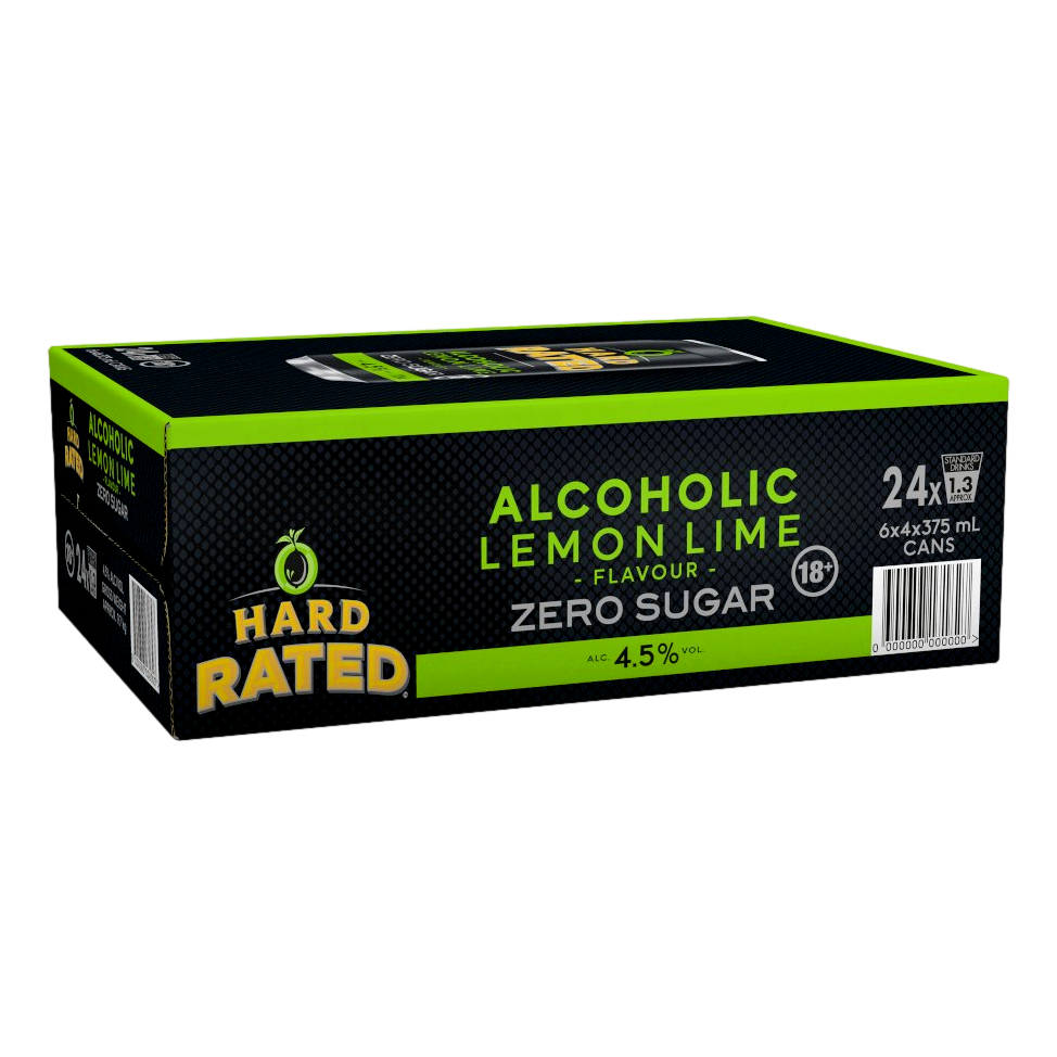 Hard Rated ZERO SUGAR Alcoholic Lemon Lime 4.5% 375ml Can Case of 24