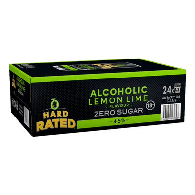 Hard Rated Zero Sugar Alcoholic Lemon Lime 375ml Can Case of 24