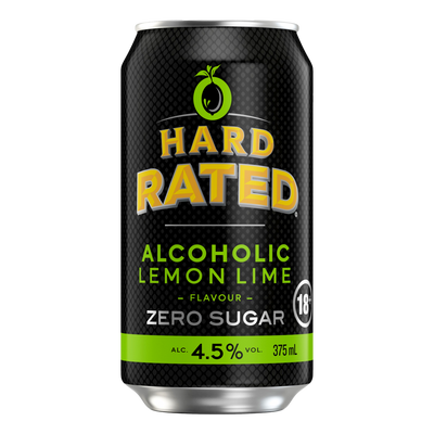 Hard Rated Zero Sugar Alcoholic Lemon Lime 375ml Can Case of 24