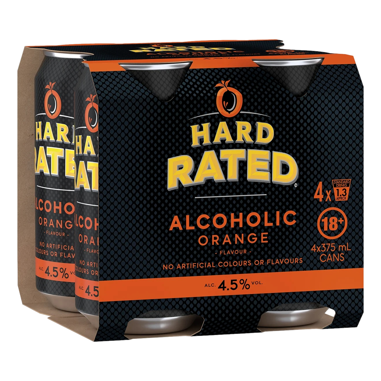 Hard Rated Alcoholic Orange 4.5% 375ml Can  4 Pack