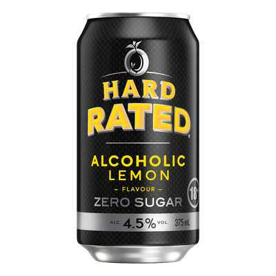 Hard Rated Zero Sugar Alcoholic Lemon 375ml Can 10 Pack