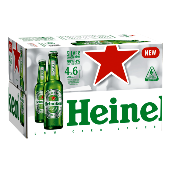 Heineken Silver Lager 4% 330ml Bottle Case of 24