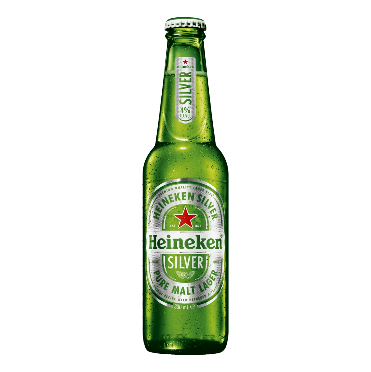 Heineken Silver Lager 4% 330ml Bottle Single