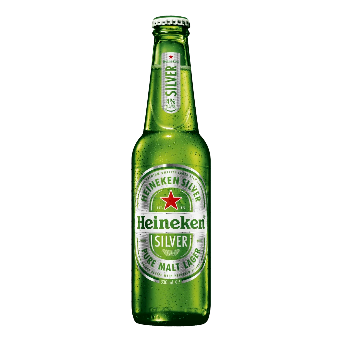 Heineken Silver Lager 4% 330ml Bottle Single