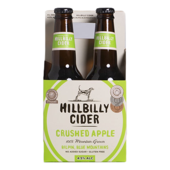 Hillbilly Crushed Apple Cider 330ml Bottle 4 Pack