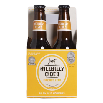 Hillbilly Crushed Pear Cider 330ml Bottle 4 Pack
