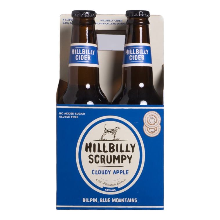 Hillbilly Scrumpy Cloudy Apple Cider 330ml Bottle 4 Pack