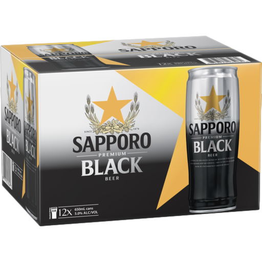 Sapporo Premium Black Dark Lager 650ml Can Case of 12