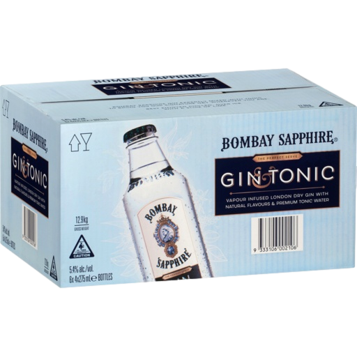 Bombay Sapphire Gin & Tonic 5.4% 275ml Bottle Case of 24