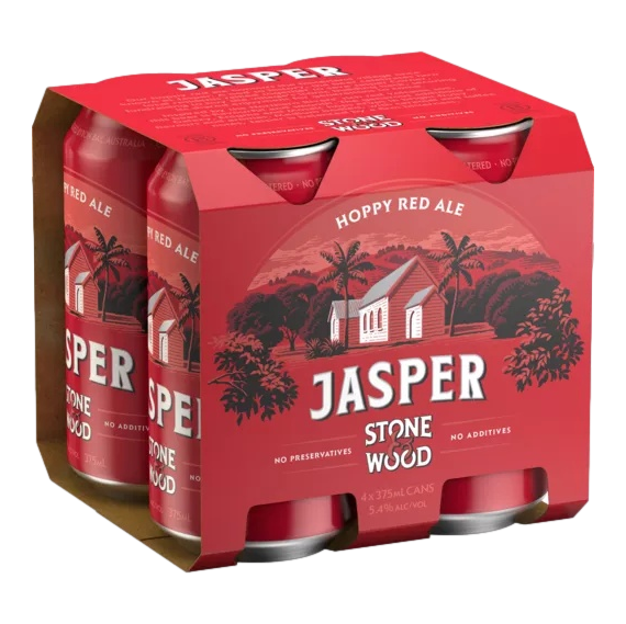 Stone & Wood Jasper Ale Hoppy Red 375ml Can 4 Pack