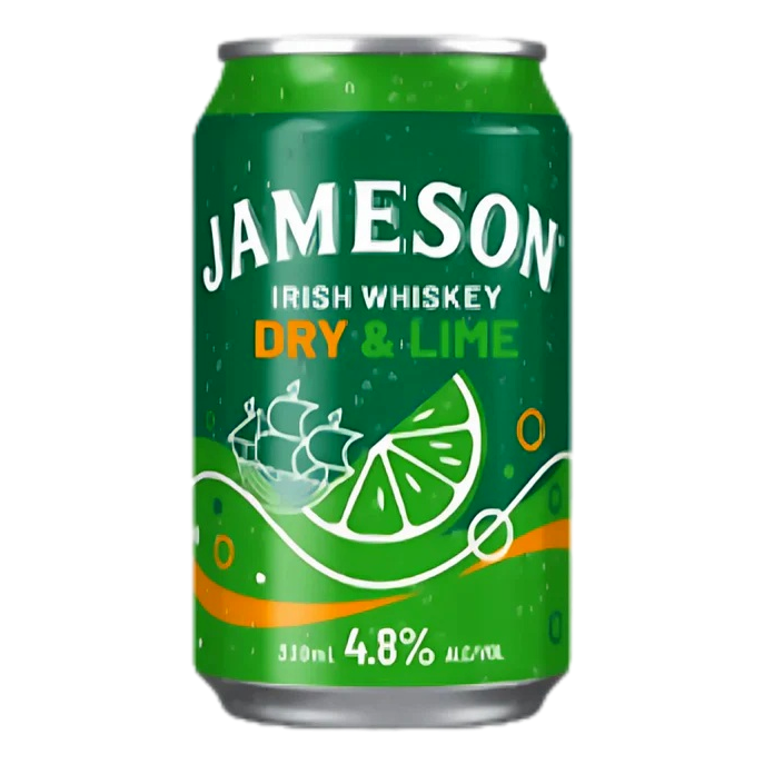 Jameson Irish Whiskey Dry & Lime 4.8% 330ml Can Case of 24