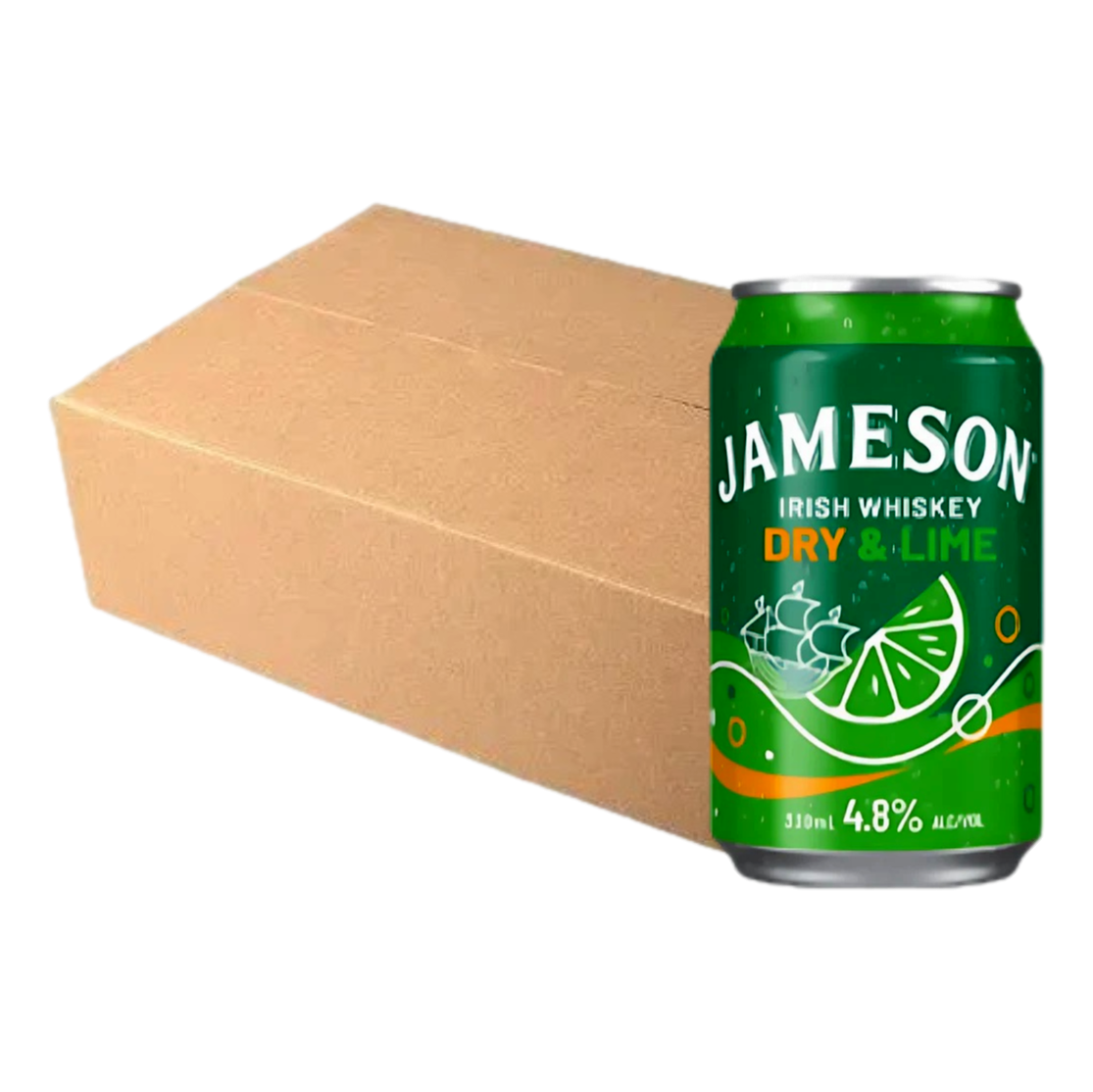 Jameson Irish Whiskey Dry & Lime 4.8% 330ml Can Case of 24