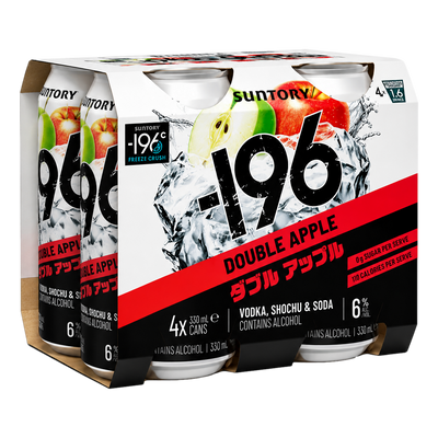 Suntory -196 Double Apple Shochu Vodka Soda 6% 330ml Can 4 Pack