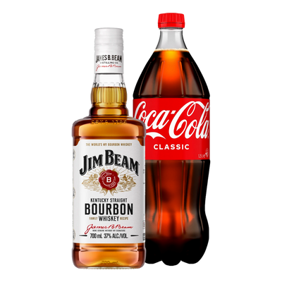 Jim Beam White Label Bourbon Whiskey 700ml + Coca-Cola Classic 1.25L - BUNDLE